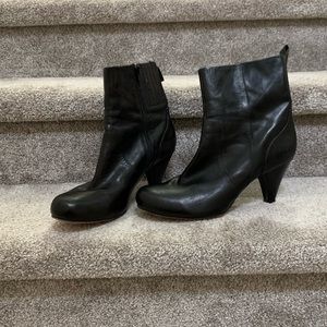 Clarks heeled leather booties.  Black, size 11.  Like new.